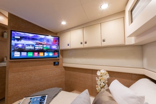 530LXF TV and cabinets in master stateroom